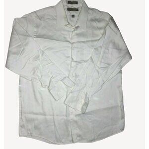 Claybrooke Mens Button Up Long Sleeved Collared Shirt White Size 17 (34/35)